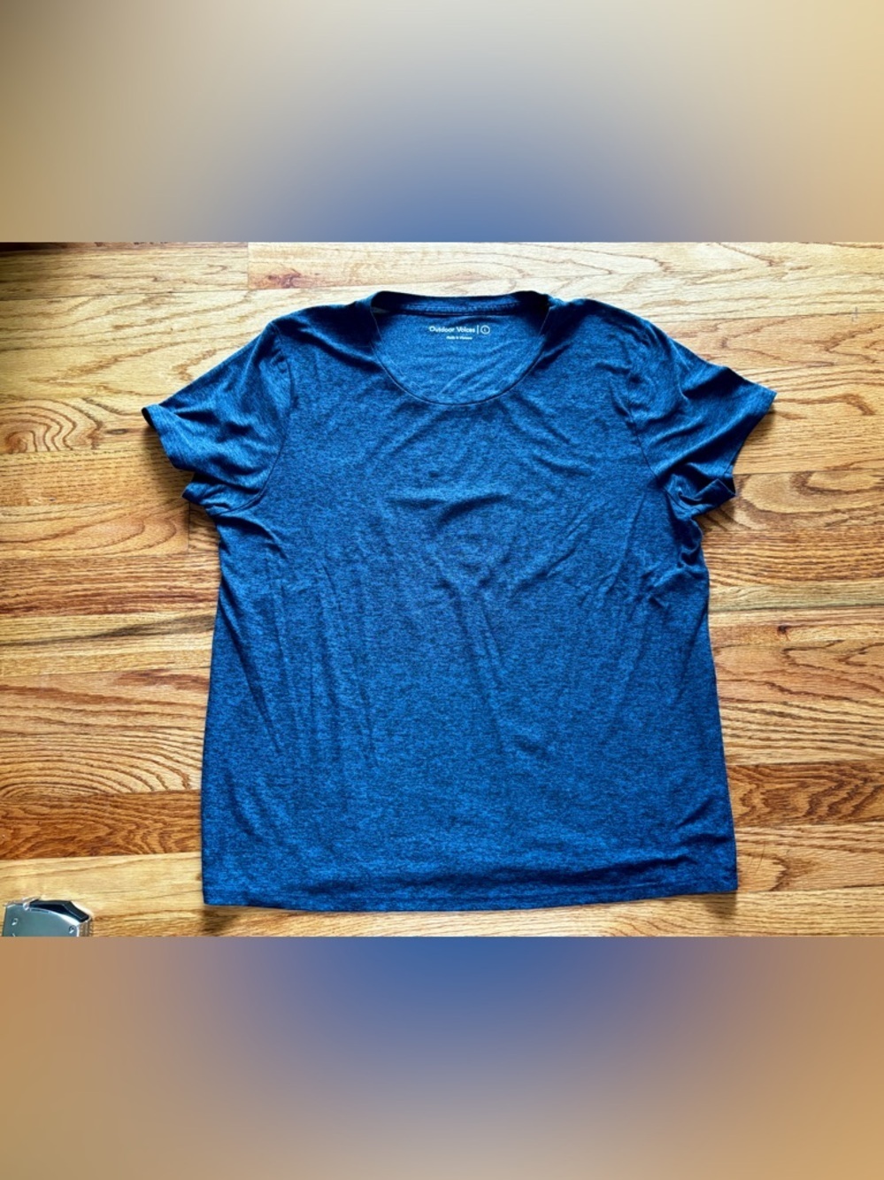 Outdoor Voices Heathered Navy Blue Crew Neck Tee